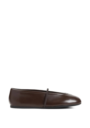 Miu Miu logo-embossed leather ballet flats - Brown