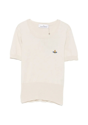 Vivienne Westwood Bea Orb-embroidered short-sleeve top - Neutrals