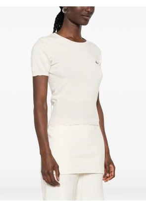 Vivienne Westwood Bea Orb-embroidered short-sleeve top - Neutrals