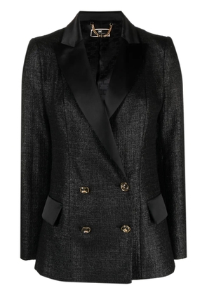 Elisabetta Franchi double-breasted laminated-tweed blazer - Black