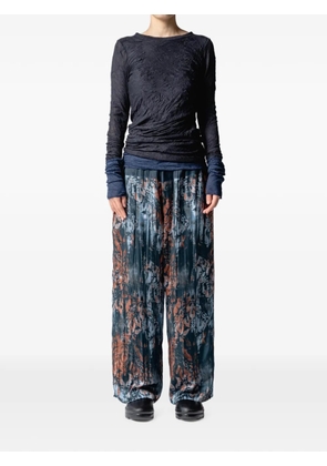 Muller Of Yoshiokubo Mural damask-pattern drawstring pants - Blue