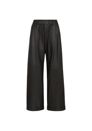 Brunello Cucinelli nappa-leather baggy trousers - Black