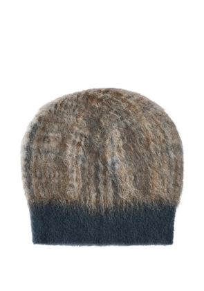 Brunello Cucinelli mohair and would Prince of Wales double-knit beanie hat - Neutrals
