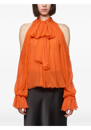 Atu Body Couture cold-shoulder pussy-bow blouse - Orange