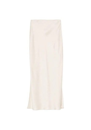 Brunello Cucinelli satin-finish side-slit skirt - Neutrals