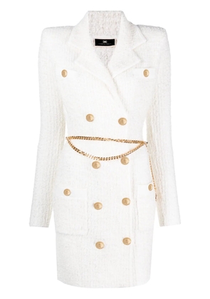 Elisabetta Franchi double-breasted bouclé minidress - White