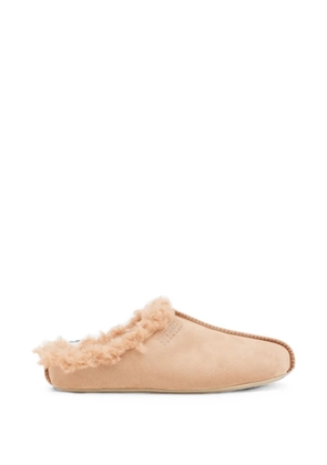 MM6 Maison Margiela faux-shearling Numeric-print slippers - Neutrals