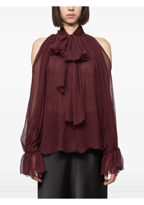 Atu Body Couture cold-shoulder silk-chiffon blouse - Red