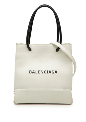 Balenciaga Pre-Owned 2019 Leather Logo Shopping Tote XXS satchel - White