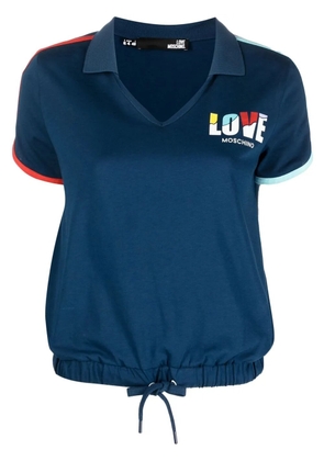 Love Moschino logo-print drawstring polo top - Blue