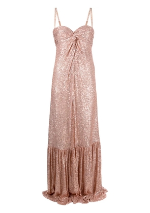 Elisabetta Franchi sequinned sweetheart-neckline gown - Pink