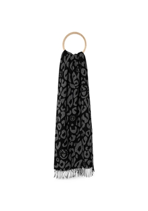 Sportalm leopard-print fringed scarf - Black