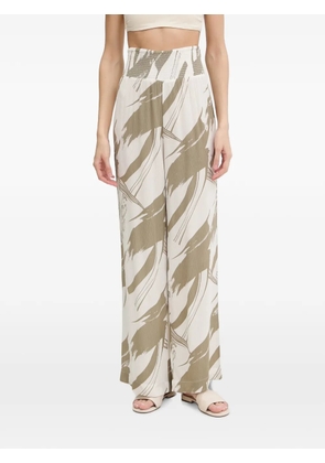 DKNY abstract-print smocked trousers - Neutrals