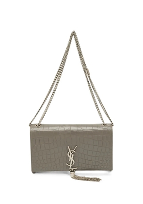 Saint Laurent Pre-Owned medium Kate Tassel croc-embossed shoulder bag - Grey