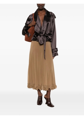 Moschino ruffled-hem midi skirt - Brown