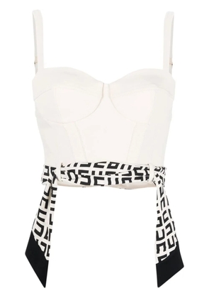 Elisabetta Franchi logo-print foulard bustier top - Neutrals