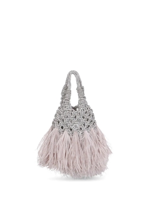 Hibourama mini crystal feather tote bag - Silver
