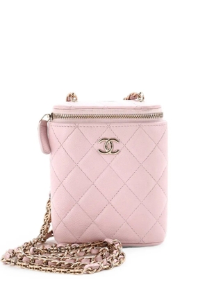 CHANEL Pre-Owned Vertical Classic Vanity Case with Chain Quilted Caviar Small shoulder bag - Pink