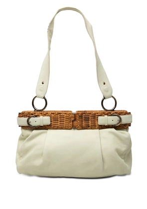 Ferragamo Pre-Owned 2010-2026 Leather and Wicker shoulder bag - White