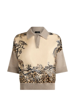 ETRO wool-blend sweater with placed animal and paisley print - Neutrals