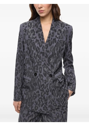 PINKO double-breasted jacket with rhinestones and jaguar motif - Grey