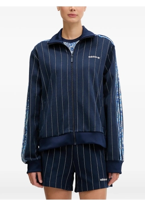 adidas pinstripe floral-sleeve sweater - Blue