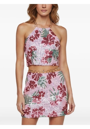 Maje sequin-embellished mini skirt set ( top and skirt set ) - Pink