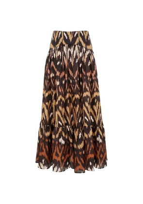 ZIMMERMANN Aster silk midi skirt - Brown