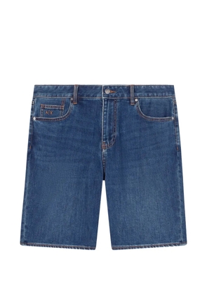 Armani Exchange logo-patch denim shorts - Blue