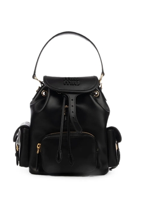 Miu Miu logo-embossed calf leather backpack - Black