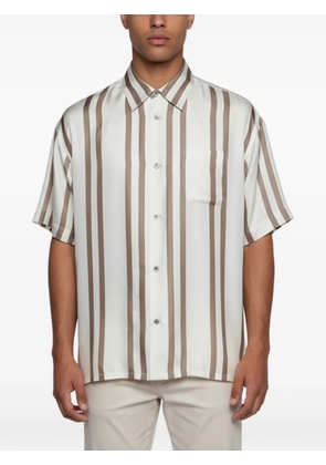 John Elliott striped short-sleeved silk shirt - Neutrals
