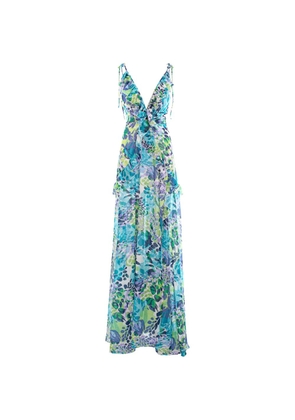 CuAnna Luna ruffled floral-print maxi dress - Blue
