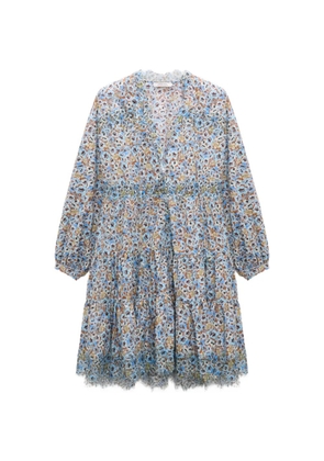 Dorothee Schumacher Floral Volumes print tiered mini dress - Blue