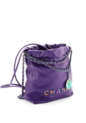 CHANEL Pre-Owned 22 Chain Hobo Quilted Calfskin Mini crossbody bag - Purple
