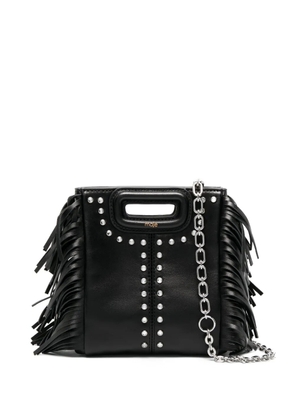 Maje M fringed leather mini bag - Black