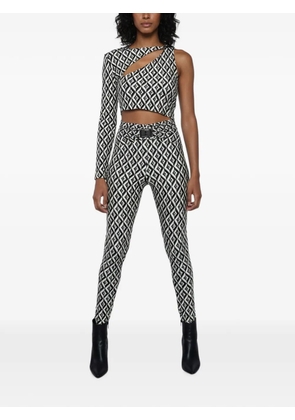 Elisabetta Franchi monogram-print one-shoulder jumpsuit - Black