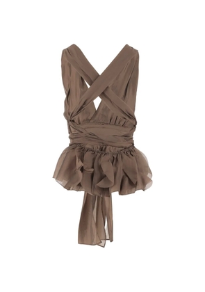 The Garment bow-detail peplum top - Brown