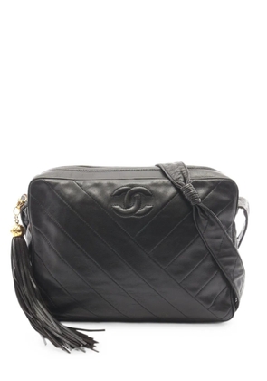 CHANEL Pre-Owned 1991-1994 Bias stitch tassel shoulder bag - Black