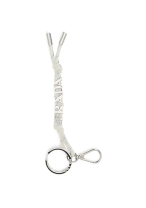 Prada logo-lettering cord keyring - White