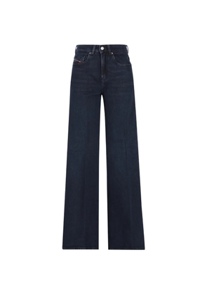 Diesel logo-patch wide-leg jeans - Blue