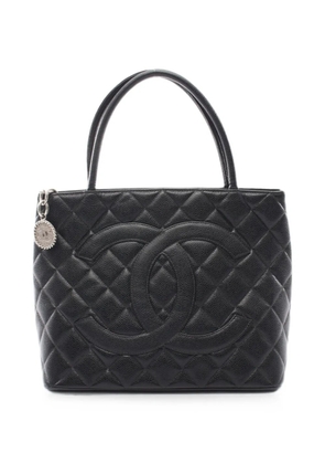 CHANEL Pre-Owned 2000-2002 diamond-quilted CC logo tote bag - Black