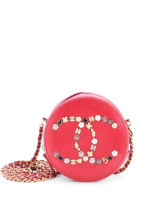 CHANEL Pre-Owned Lucky Charms Round With Chain Embellished Lambskin clutch bag - Red