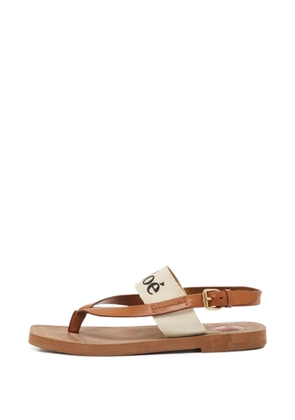 Chloé Pre-Owned Woody logo-print sandals - Brown
