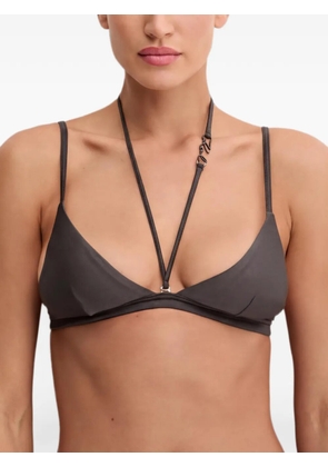 Karl Lagerfeld logo-plaque halterneck bikini top - Grey