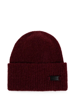 Canada Goose ribbed-knit logo-plaque beanie hat - Red