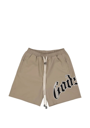 GODSPEED OG logo-patch drawstring shorts - Neutrals