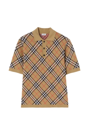 Burberry Check cotton-blend polo shirt - Neutrals