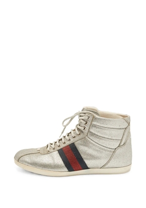 Gucci Pre-Owned Web glitter high-top sneakers - Grey