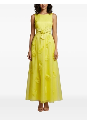 Paule Ka floral-appliqué organza maxi dress - Yellow