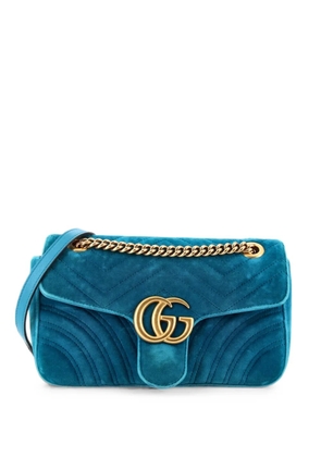 Gucci Pre-Owned GG Marmont Flap Bag Matelasse Velvet Small shoulder bag - Blue
